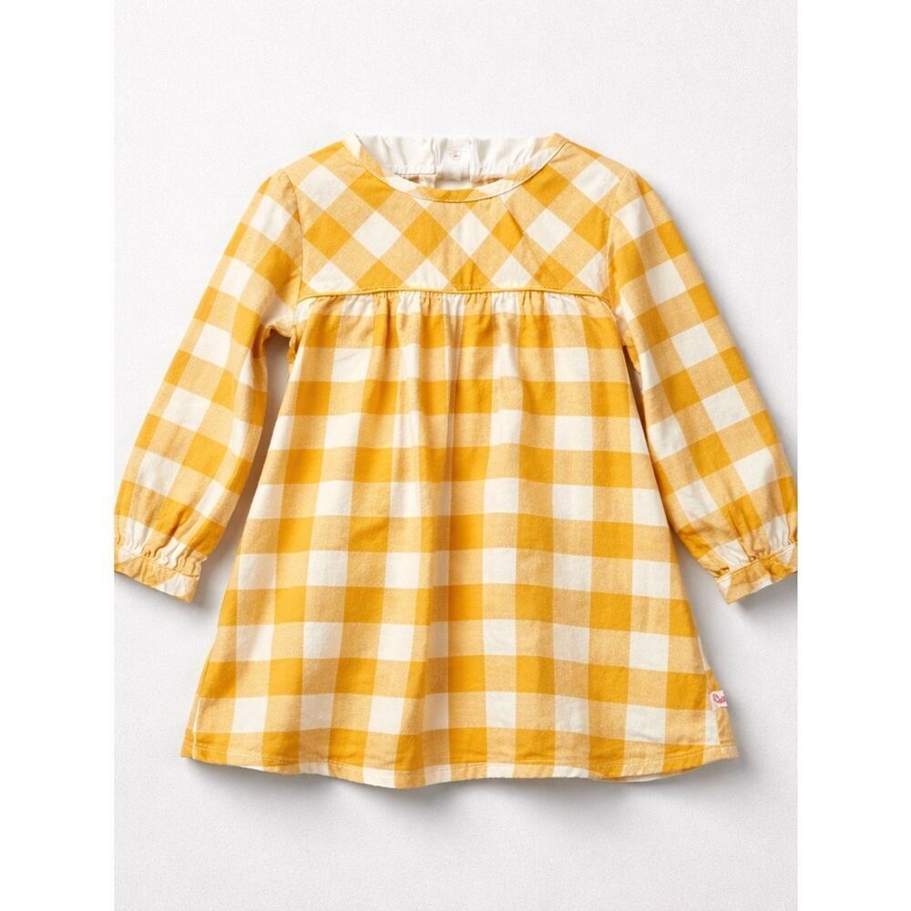 Ruffle Butts yellow and white check long sleeve dress size 2T